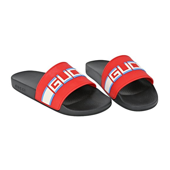 Gucci Other - Gucci Men's "Gucci" Logo Stripe Rubber Slide